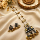 Akruti Collection Designer 2 Tone Plated Pota Stone And Beads Necklace Set