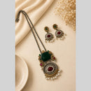 Akruti Collection Designer 2 Tone Plated Pota Stone And Beads Necklace Set