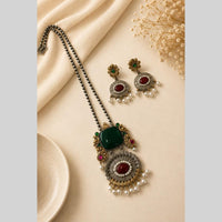 Akruti Collection Designer 2 Tone Plated Pota Stone And Beads Necklace Set
