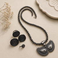 Akruti Collection Royal Oxidised Plated Ethnic Combo Set