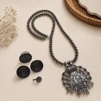 Akruti Collection Royal Oxidised Plated Ethnic Combo Set
