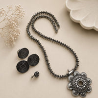 Akruti Collection Royal Oxidised Plated Ethnic Combo Set