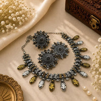 Akruti Collection Classic 2 Tone Plated Necklace Set with Ring 