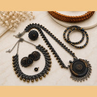 Akruti Collection Royal Oxidised Plated Ethnic Combo Set