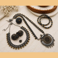 Akruti Collection Royal Oxidised Plated Ethnic Combo Set