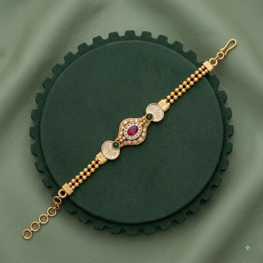 Akruti Collection Royal Pota Stone And Pearl Adjustable Bracelet