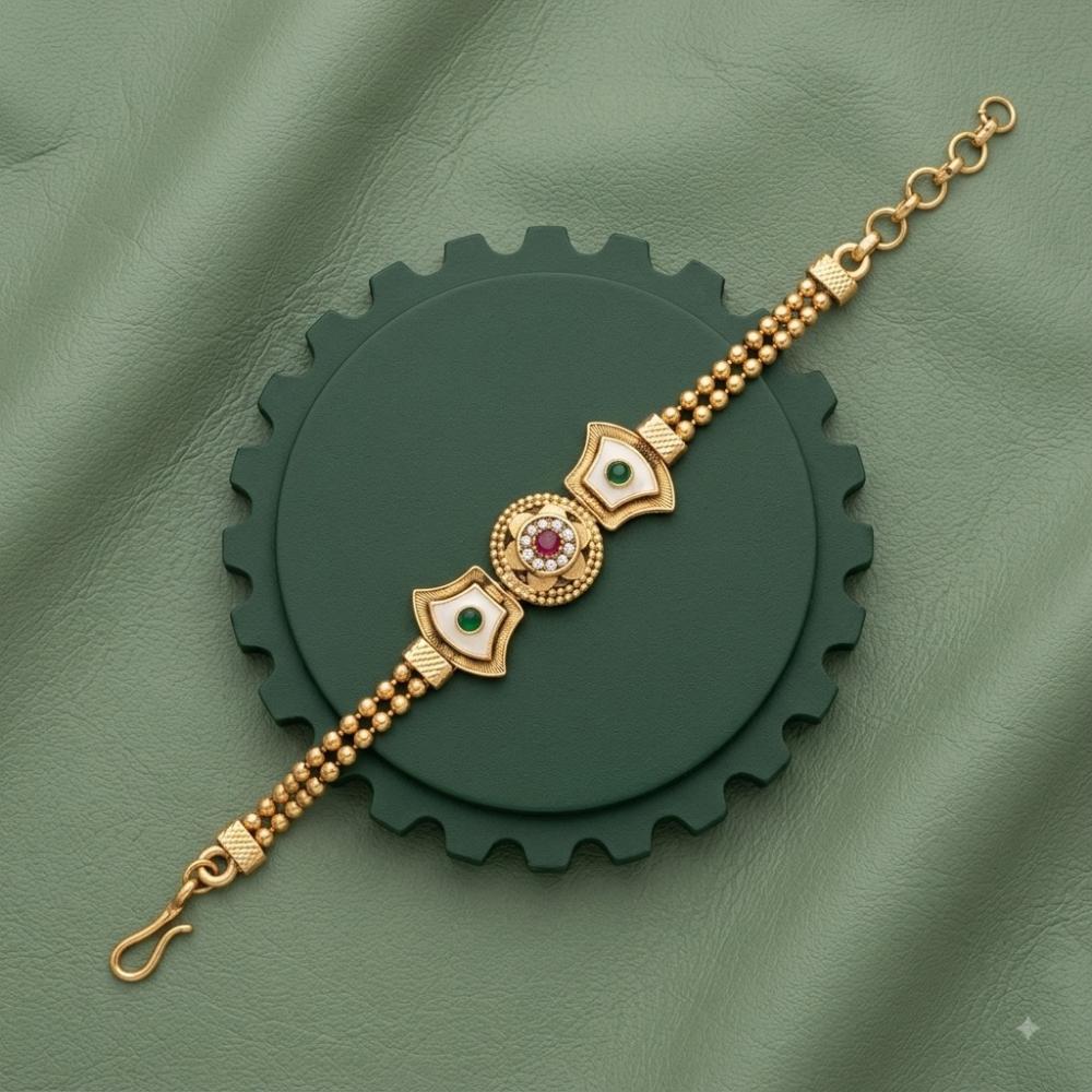 Akruti Collection Royal Pota Stone And Pearl Adjustable Bracelet