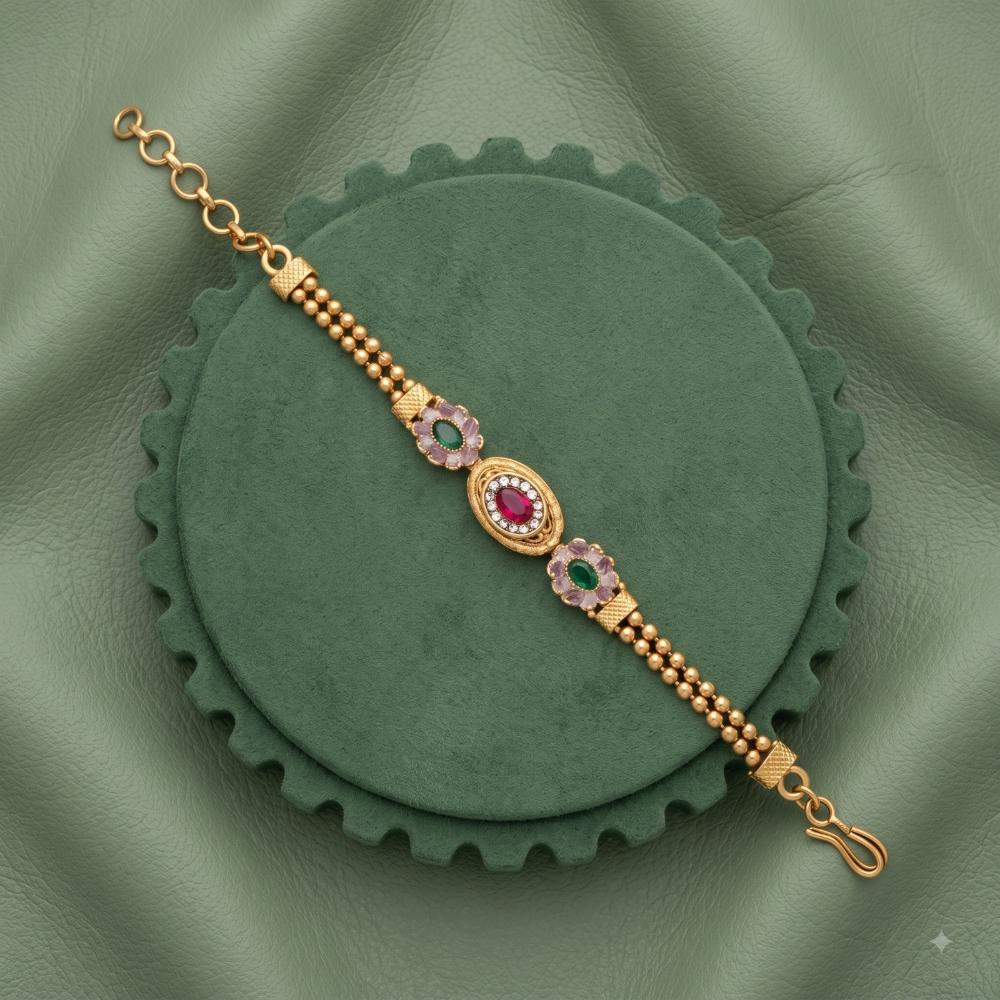 Akruti Collection Royal Pota Stone And Pearl Adjustable Bracelet