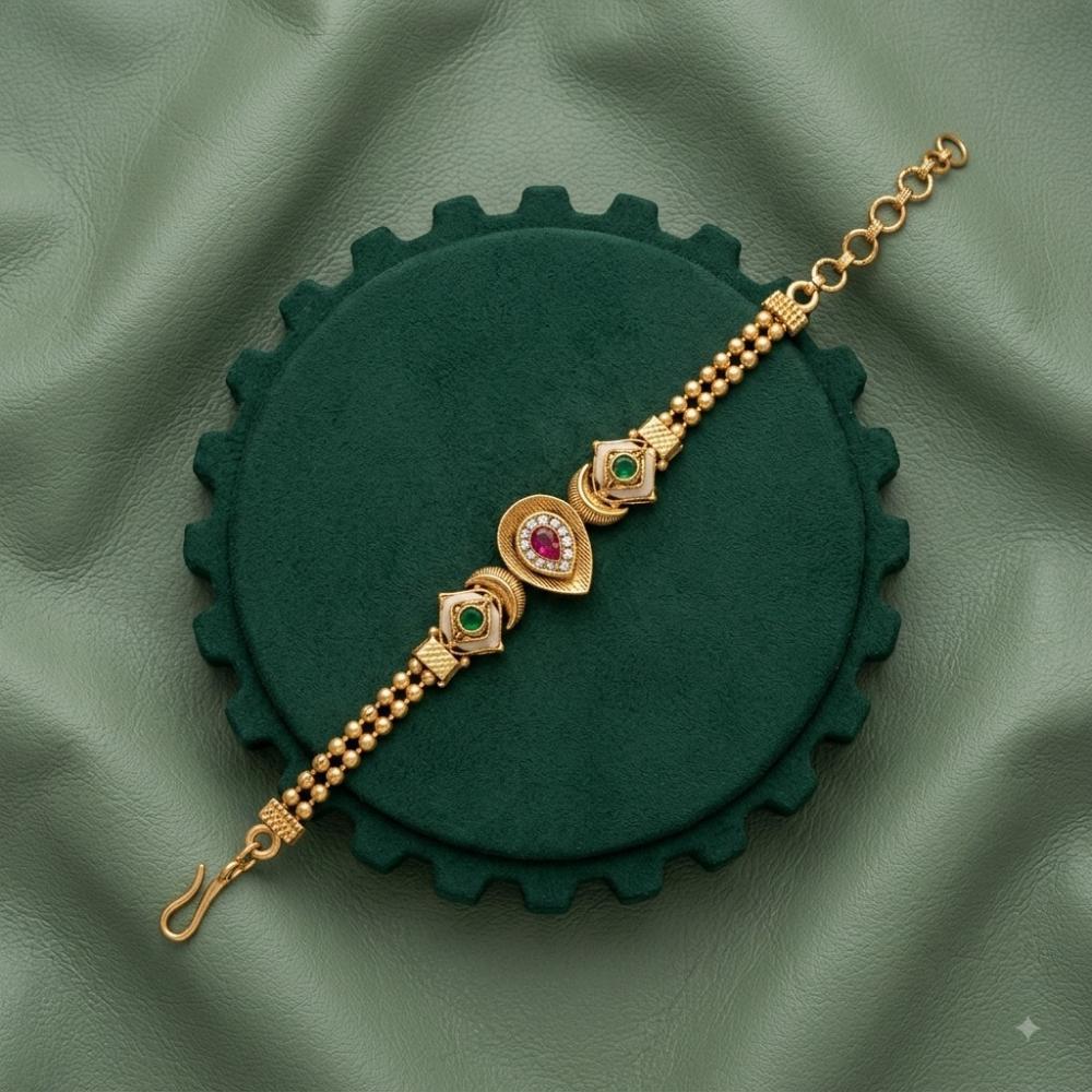 Akruti Collection Royal Pota Stone And Pearl Adjustable Bracelet