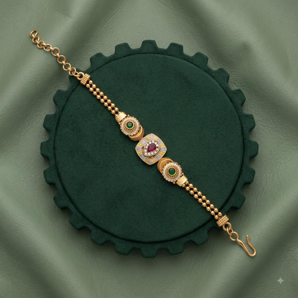 Akruti Collection Royal Pota Stone And Pearl Adjustable Bracelet