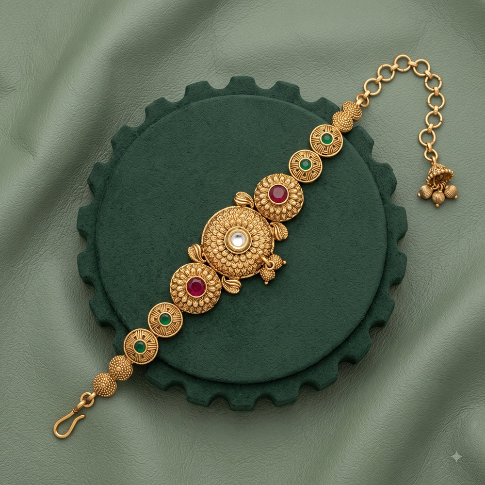 Akruti Collection Royal Pota Stone And Pearl Adjustable Bracelet