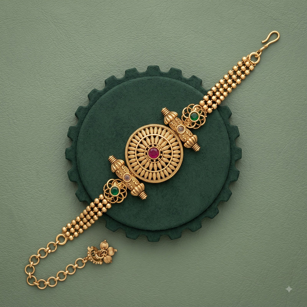 Akruti Collection Royal Pota Stone And Pearl Adjustable Bracelet