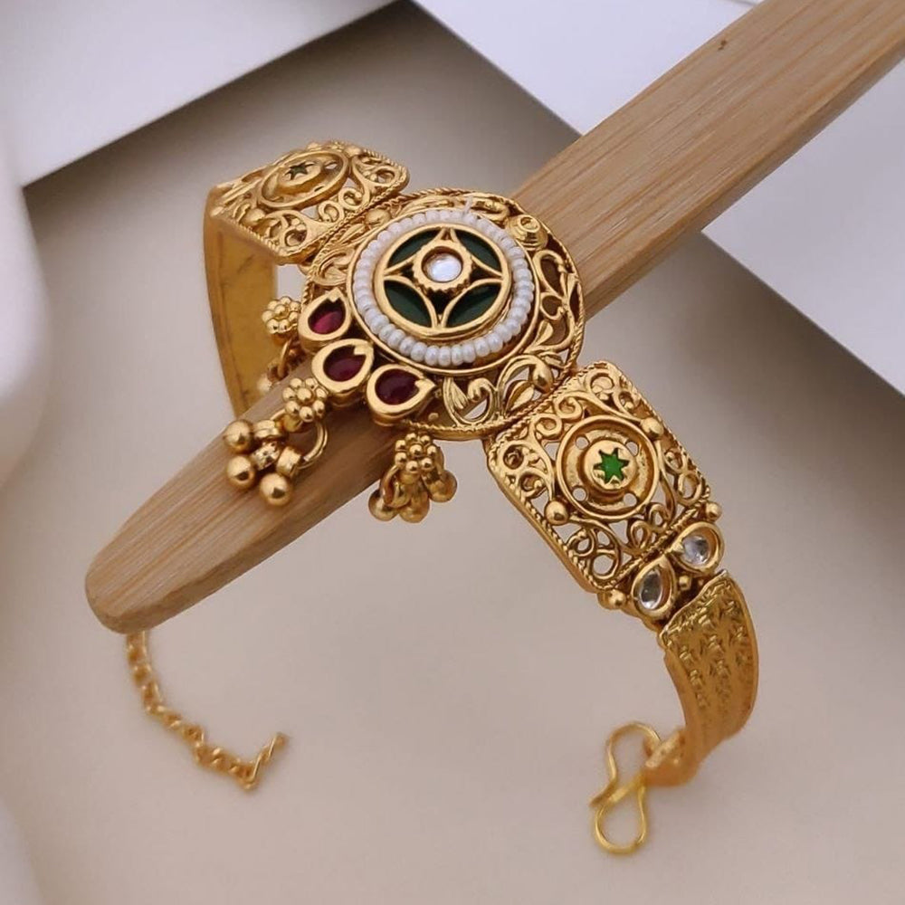 Akruti Collection Royal Pota Stone And Pearl Adjustable Bracelet