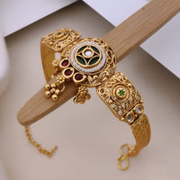 Akruti Collection Royal Pota Stone And Pearl Adjustable Bracelet