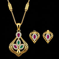 Akruti Collection Elegant Pota Stone Chain Pendant Set