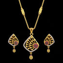 Akruti Collection Elegant Pota Stone Chain Pendant Set