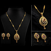 Akruti Collection Elegant Pota Stone Chain Pendant Set