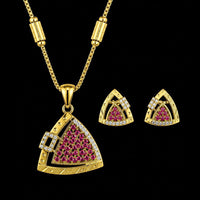 Akruti Collection Elegant Pota Stone Chain Pendant Set