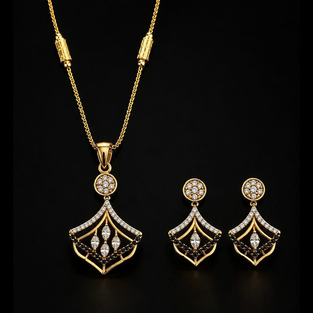Akruti Collection Elegant Pota Stone Chain Pendant Set