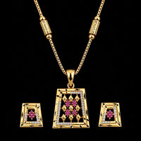Akruti Collection Elegant Pota Stone Chain Pendant Set