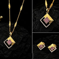 Akruti Collection Elegant Pota Stone Chain Pendant Set