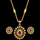 Akruti Collection Elegant Pota Stone Chain Pendant Set