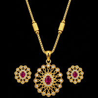 Akruti Collection Elegant Pota Stone Chain Pendant Set
