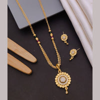 Akruti Collection Elegant Pota Stone Chain Pendant Set