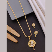 Akruti Collection Elegant Pota Stone Chain Pendant Set