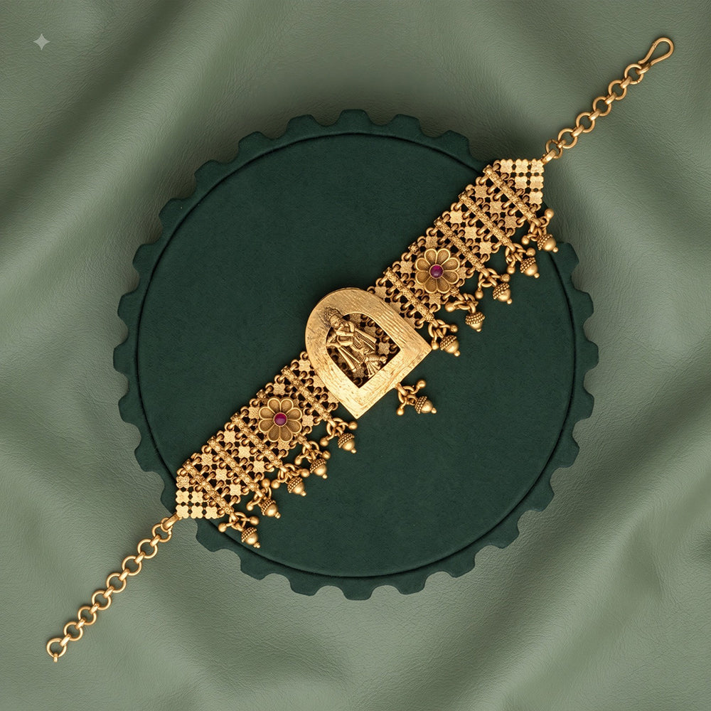 Akruti Collection Royal Pota Stone Temple Adjustable Bracelet