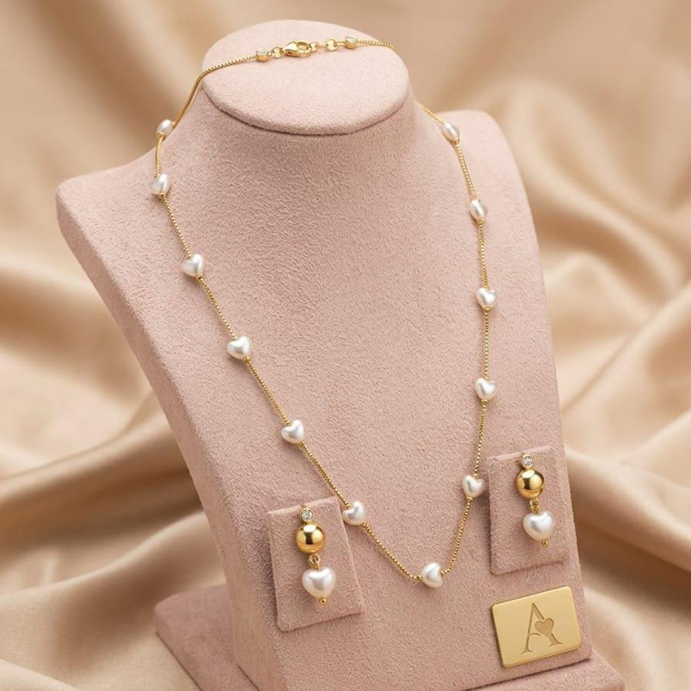Akruti Collection Charming Heart Beaded Necklace Set