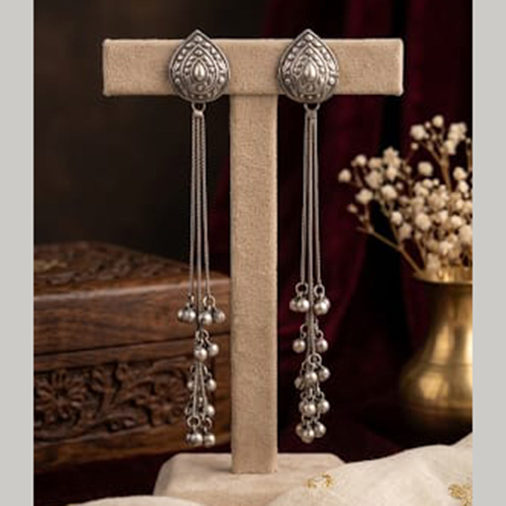 Akruti Collection Classic Oxidised Plated Ghungroo Kashmiri Dangler Earrings