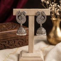 Akruti Collection Premium Look Oxidised Plated Pearl Jhumki Earrings