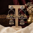 Akruti Collection 2 Tone Plated Designer Pota Stone And Pearl Jhumki Earrings