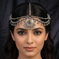 Akruti Collection Oxidised Plated Stunning Navratri Damini Maangtikka