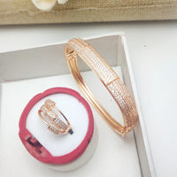 Akruti Collection Royal Austrian Stone Bracelet Ring Combo Set 