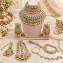 Akruti Collection Exquisite Austrian Stone And Beads Semi Bridal Necklace Set