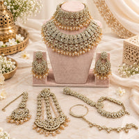 Akruti Collection Exquisite Austrian Stone And Beads Semi Bridal Necklace Set