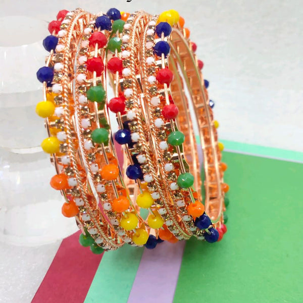 Star Bangles Rose Gold Plated Austrian Stone And Beads Bangles Set