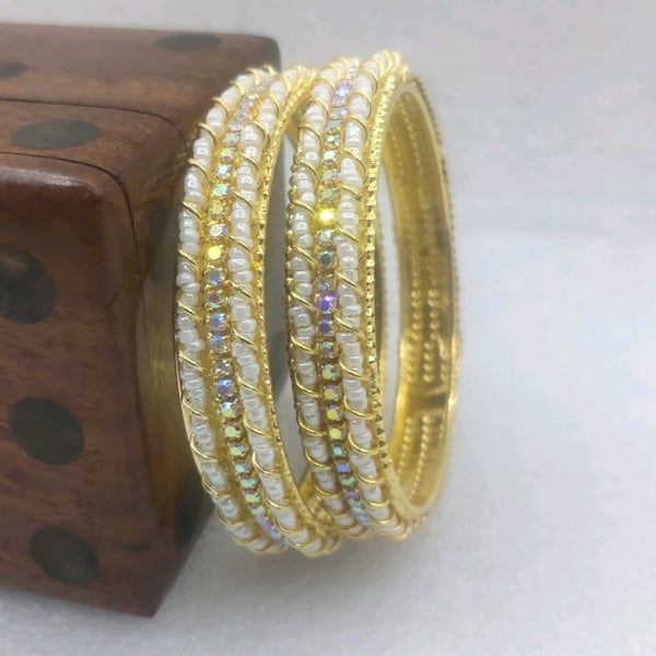 Star Bangles Gold Plated Austrian Stone And Pearl  Bangles Set