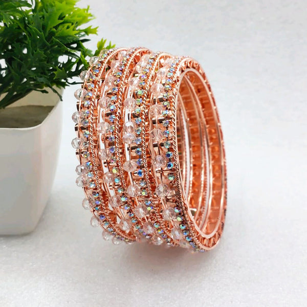Star Bangles Rose Gold Plated Austrian Stone And Crystal Beads Bangles Set