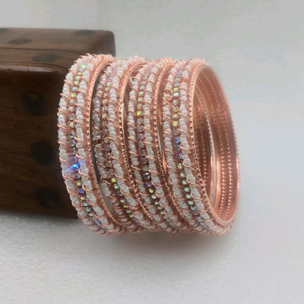 Star Bangles Rose Gold Plated Pearl And Austrian Stone Bangles Set