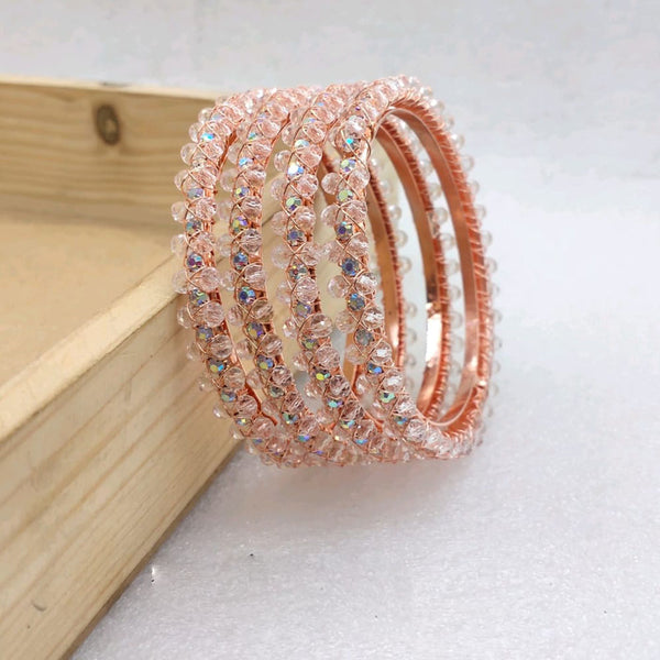 Star Bangles Rose Gold Plated Crystal Beads And Austrian Stone Bangles Set