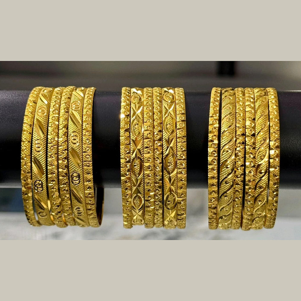 Star Bangles Designer Gold-Tone Bangles Set for Women (Assorted Desing) (Pack of 12)