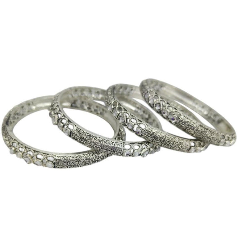 Amity Arts Oxidised Plated Bangles Set  (4 Piece Only)