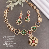 Shrijicreation Rose Gold Plated AD Stone Necklace Set