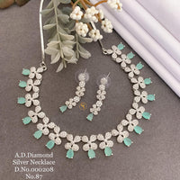 Shrijicreation Silver Plated AD Stone Necklace Set
