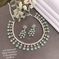 Shrijicreation Silver Plated AD Stone Necklace Set
