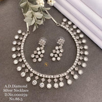 Shrijicreation Silver Plated AD Stone Necklace Set