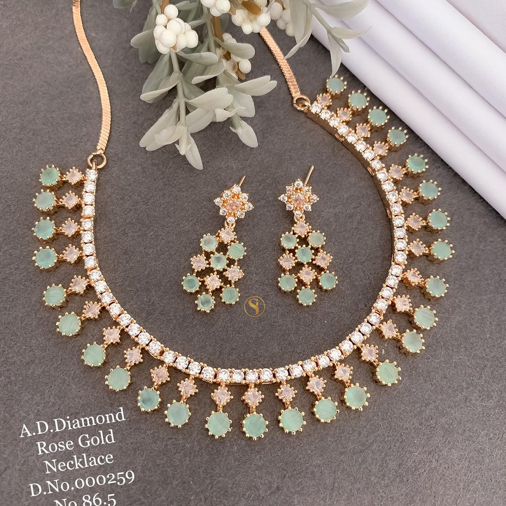 Shrijicreation Rose Gold Plated AD Stone Necklace Set